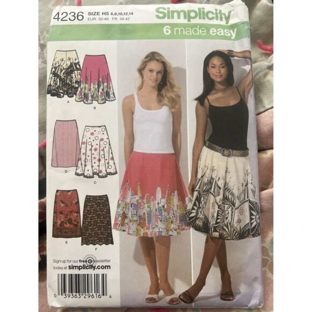 Vintage Simplicity Y2K Full Swing Skirt Sewing Pattern 3 Styles Size 6-14 uncut